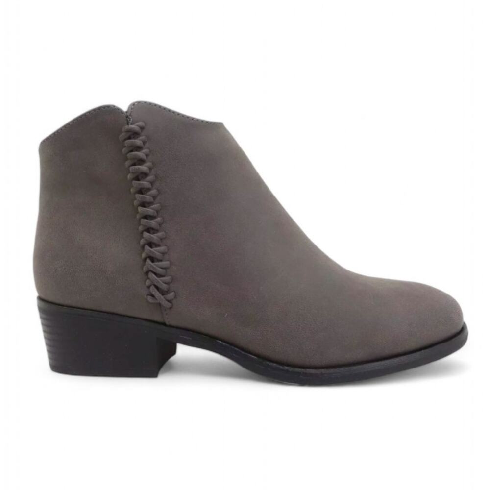 Mia Jaice Ankle Bootie Side Zipper Block Heel Faux Leather Gray Womens Size 11